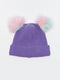 Double Plush Pompom Girls Tricot Beanie